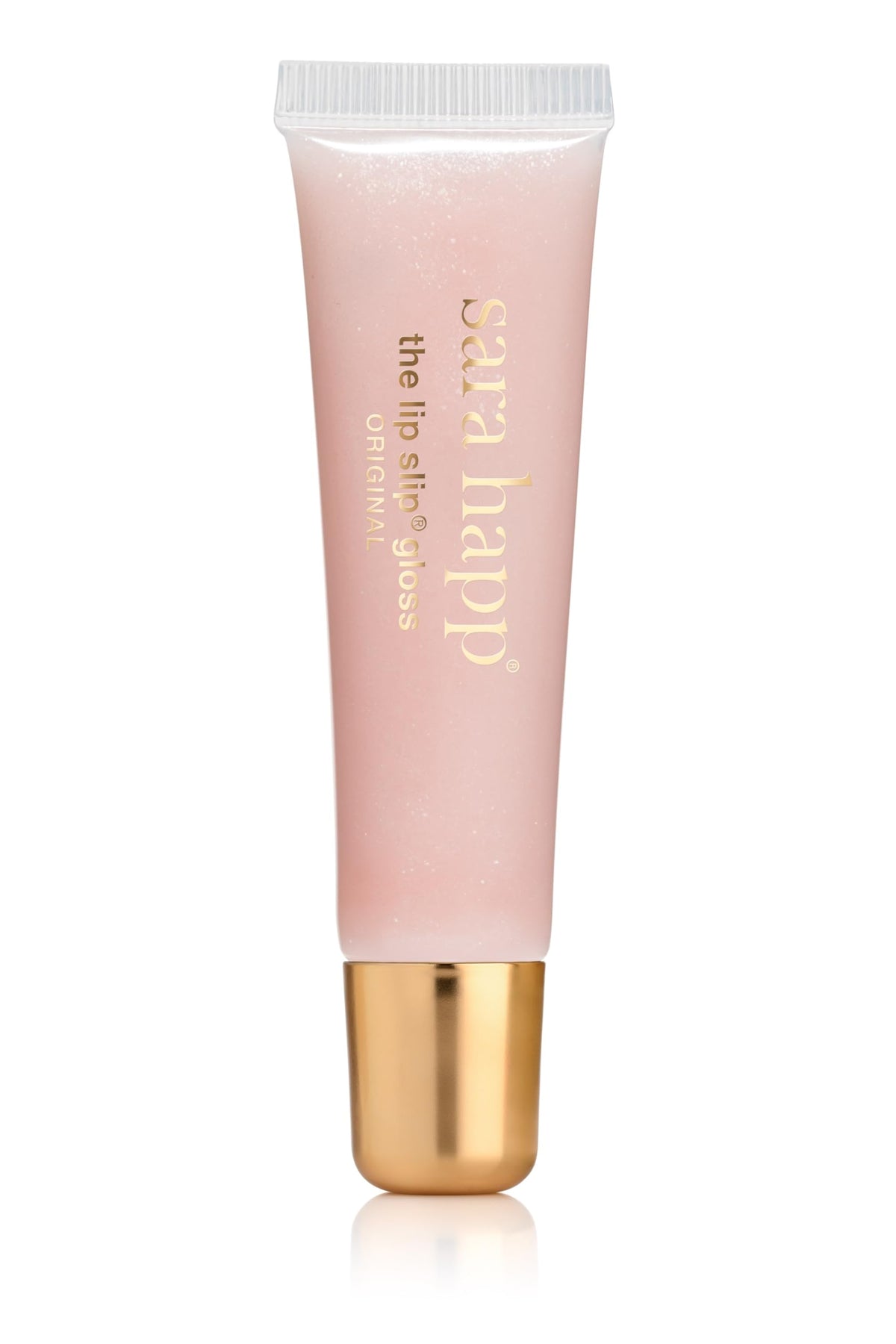 Sara Happ The Lip Slip One Luxe Gloss – bouteille brillante offrant hydratation rapide.