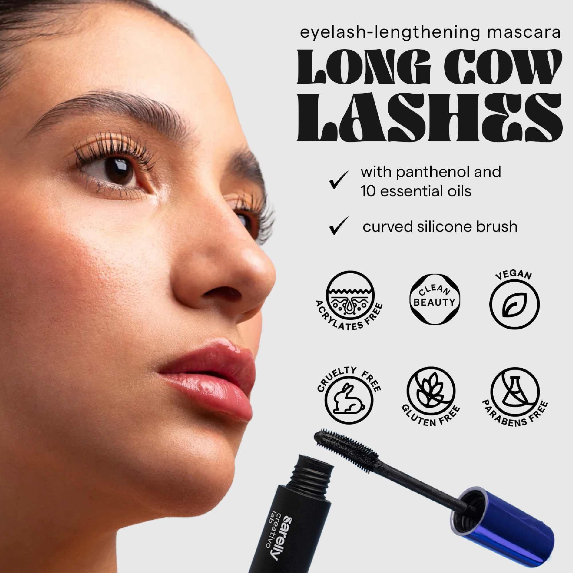 SARELLY Mascara Cils Longs – application fluide sans paquets.