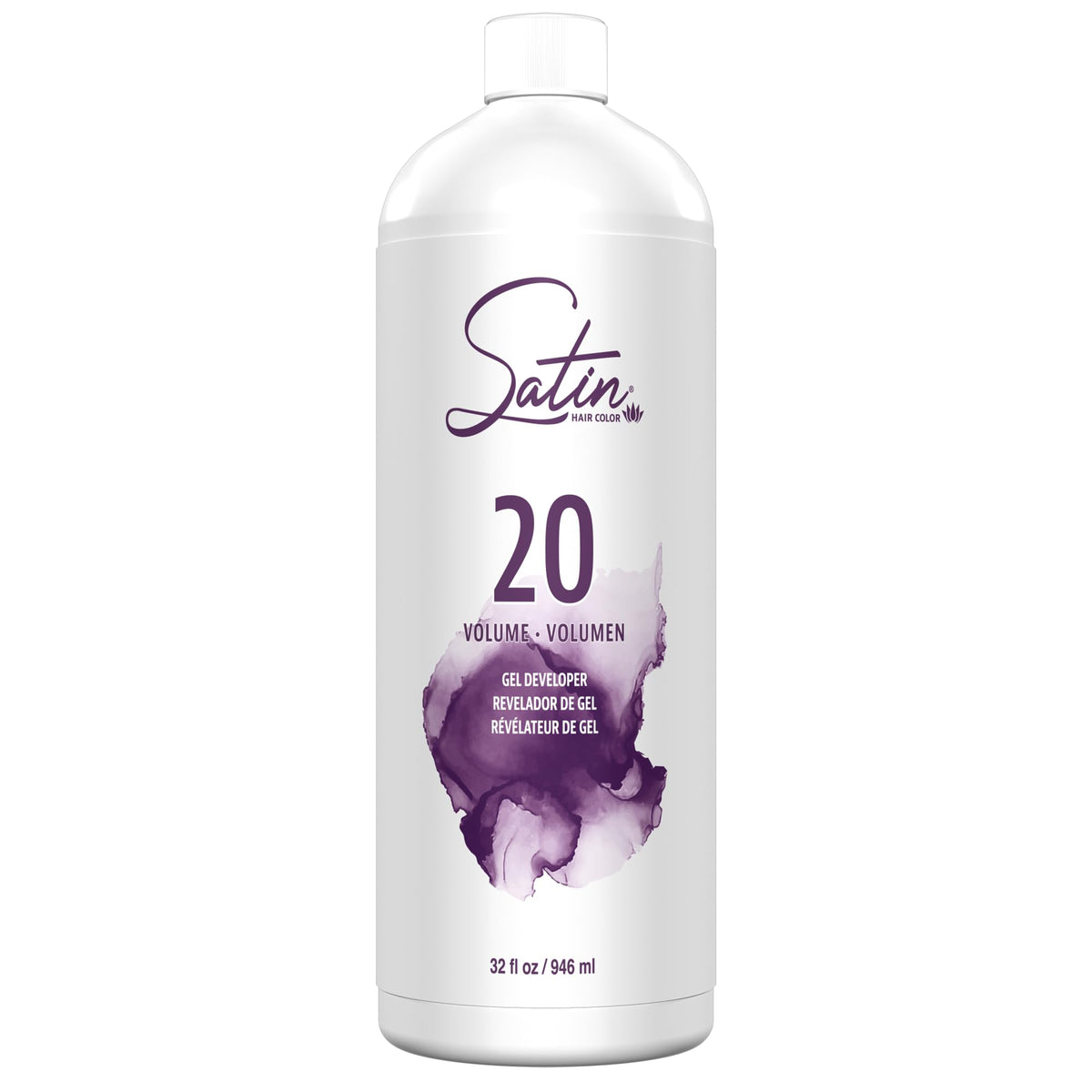 Satin Développeur Crème 20 Volume – bouteille prête pour une coloration durable et uniforme.