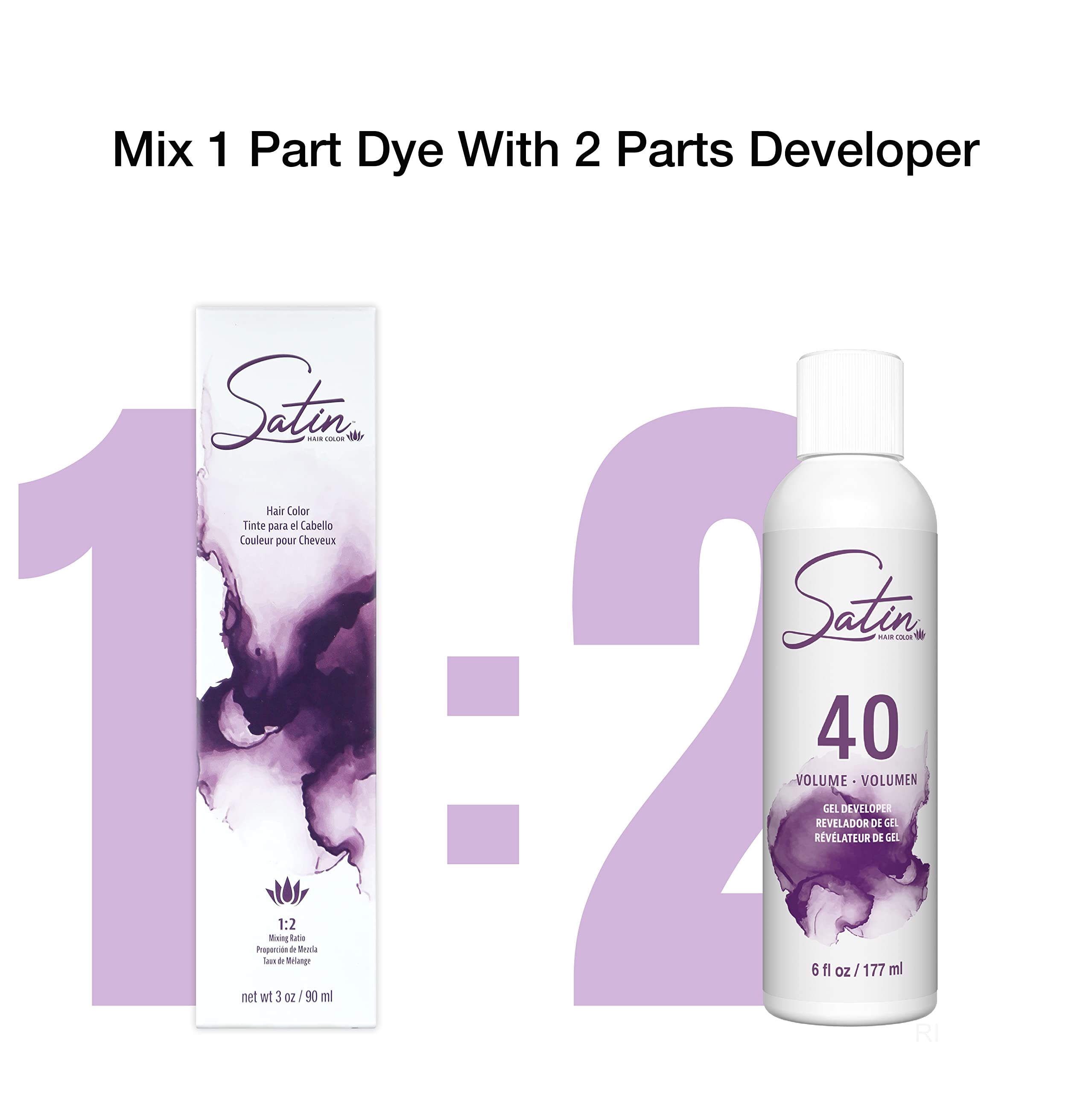 Satin Hair Color : application sur cheveux en gros plan, mélange précis et rendu uniforme.