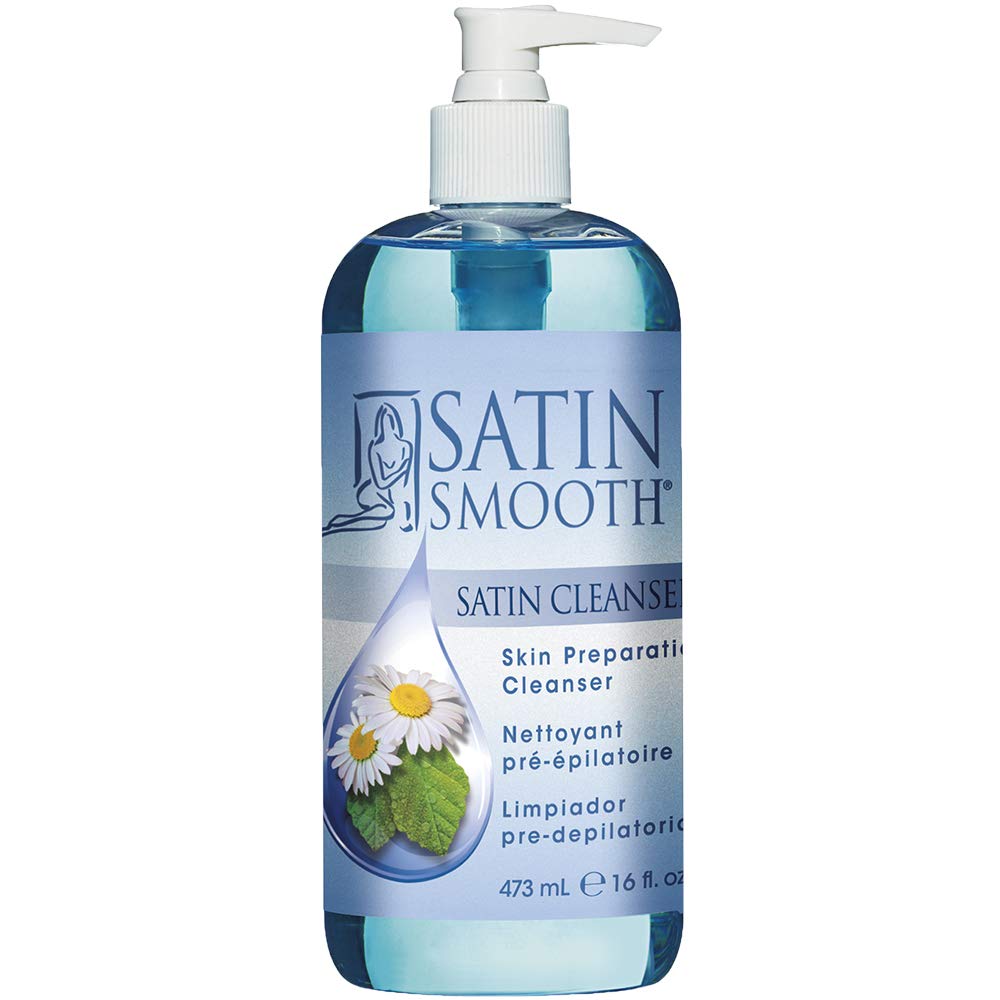 SATIN SMOOTH Nettoyant Pré-Épilation, image de la bouteille prête à l'utilisation pour une peau propre.