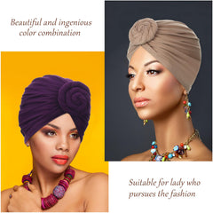 SATINIOR turban pré-lié bleu marine – léger et respirant pour la journée.
