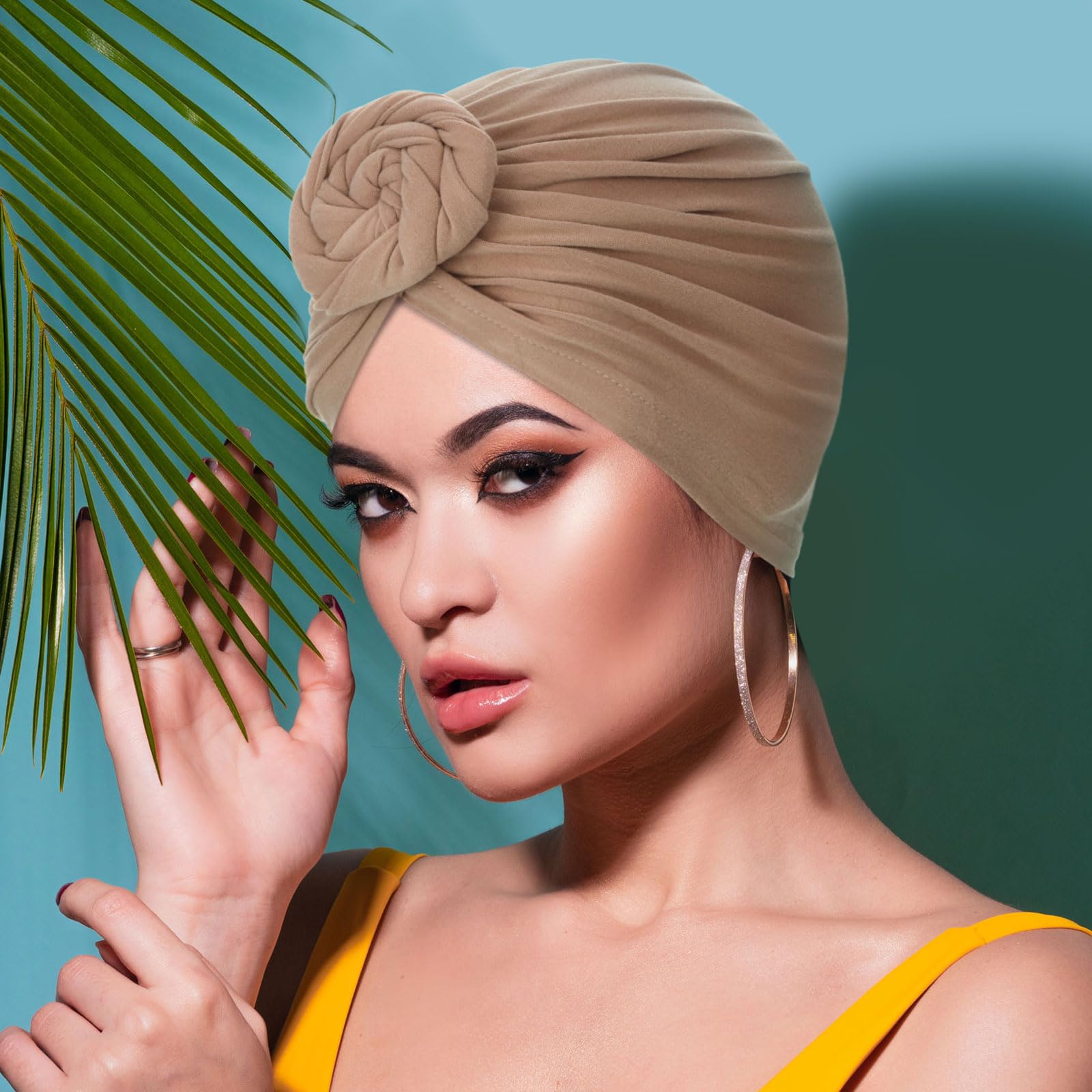 SATINIOR turban pré-lié violet avant – couvre-chef pratique et tendance.