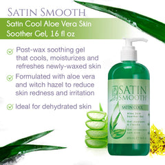 SATIN SMOOTH Aloe Vera Gel, texture légère et non grasse qui sèche rapidement.