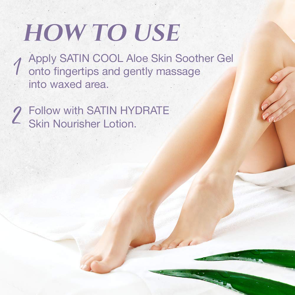 SATIN SMOOTH Aloe Vera Gel, usage quotidien pour hydratation douce et rafraîchissante.