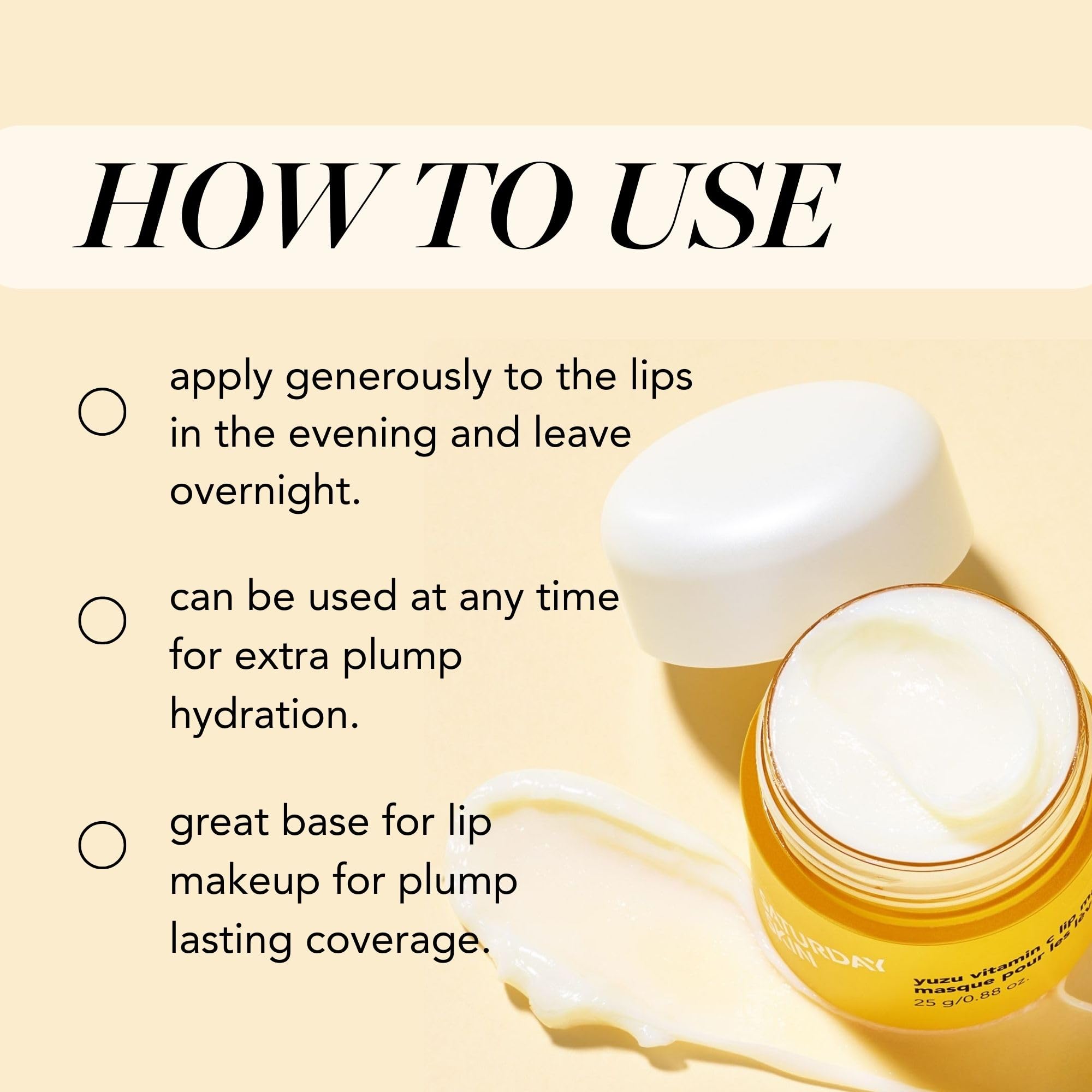 Emballage pratique et compact du masque Lèvres Saturday Skin