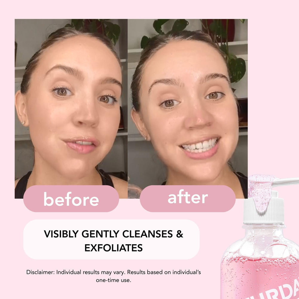 Saturday Skin, nettoyage doux sans agressivité pour la peau sensible.