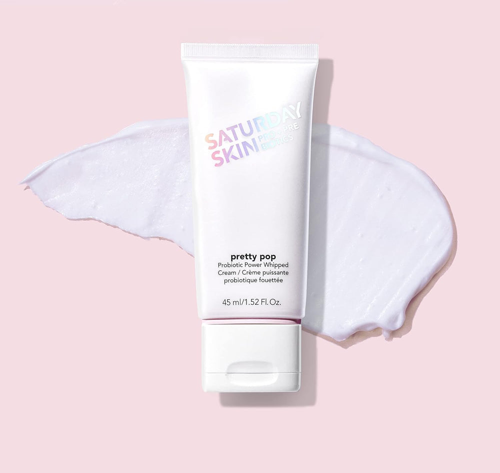 Rituel quotidien Satuday Skin Pretty Pop pour une peau éclatante et nourrie.