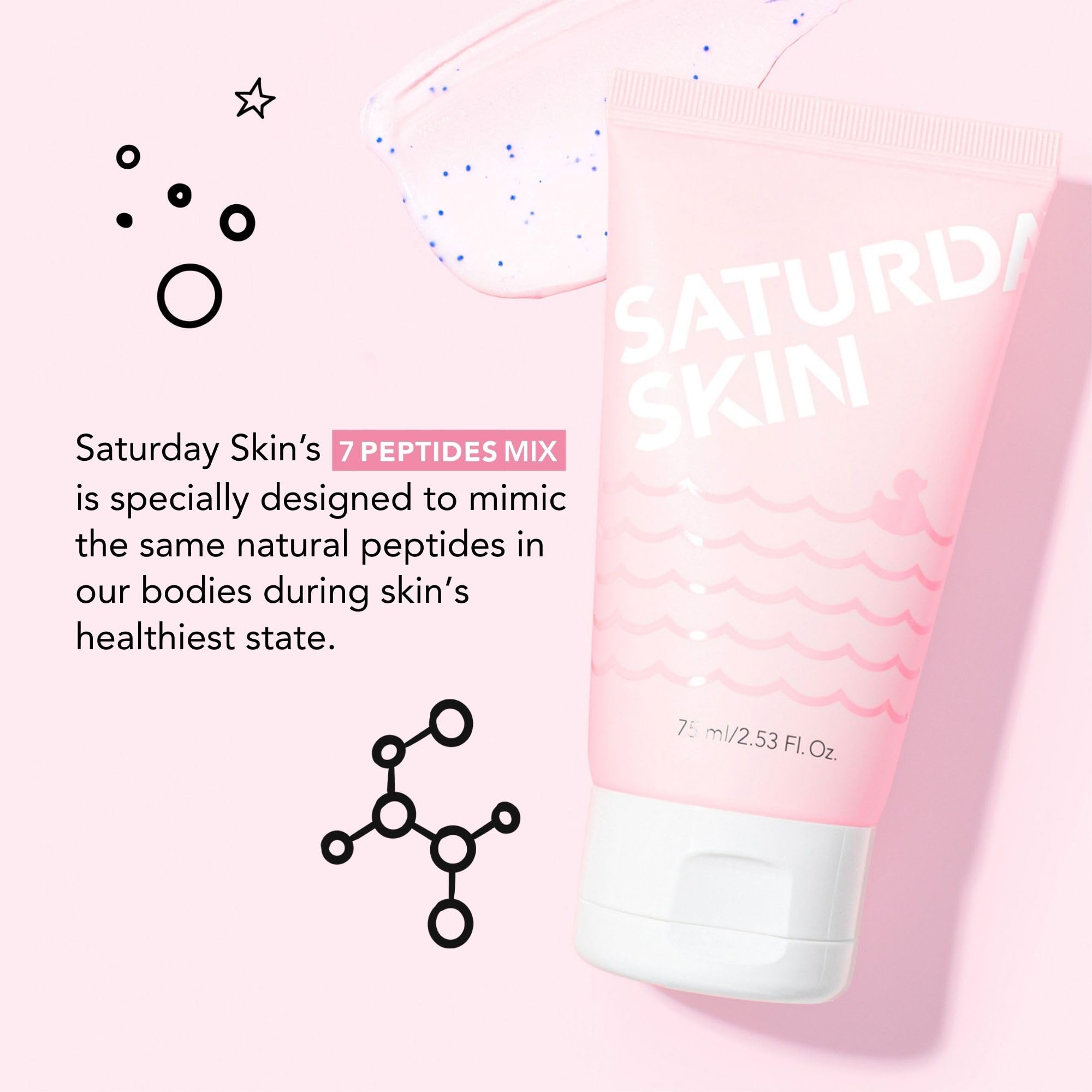 Mélange de 7 peptides soutenant l'équilibre cutané chez Saturday Skin.