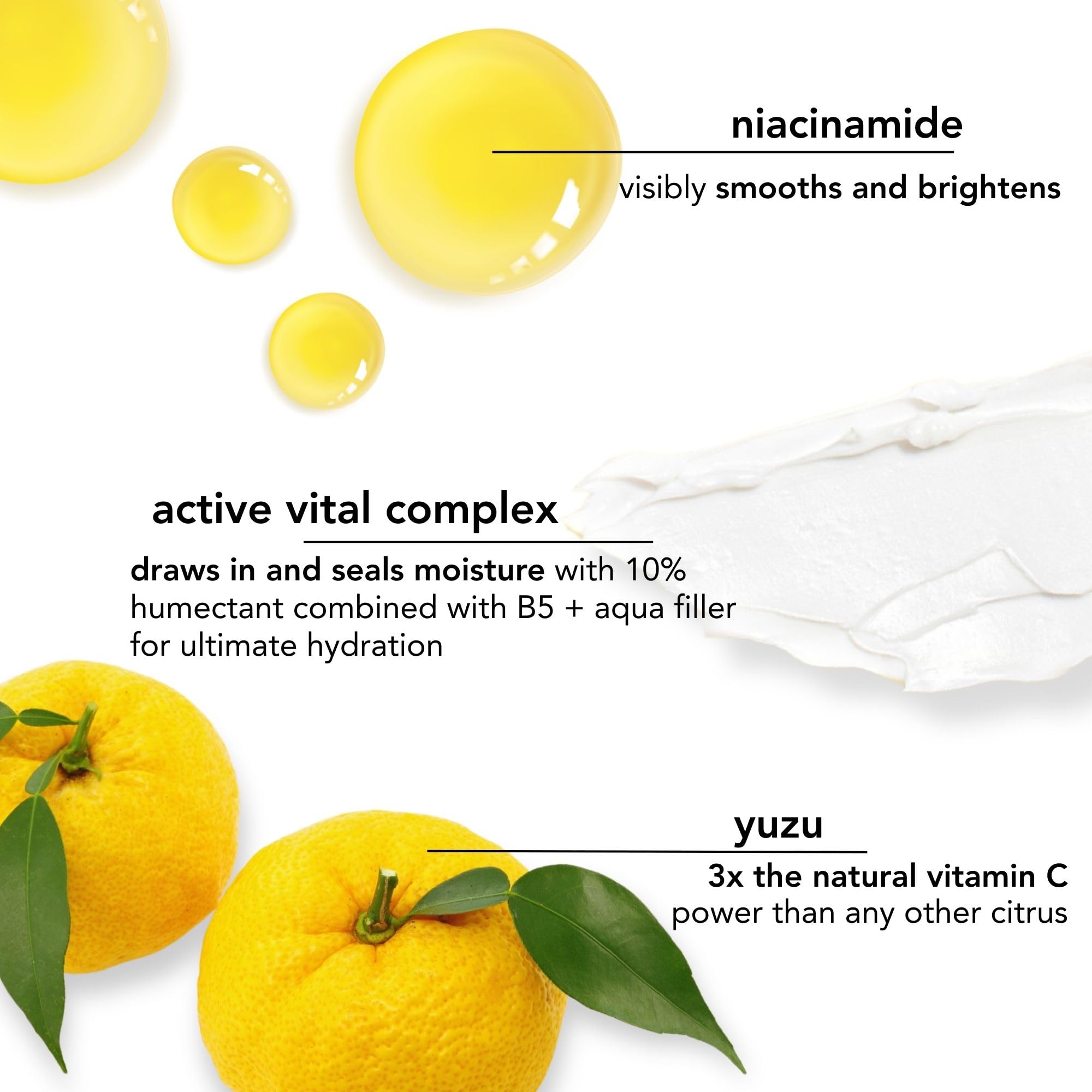 Éclat lumineux autour des yeux grâce au Yuzu et à la vitamine C.
