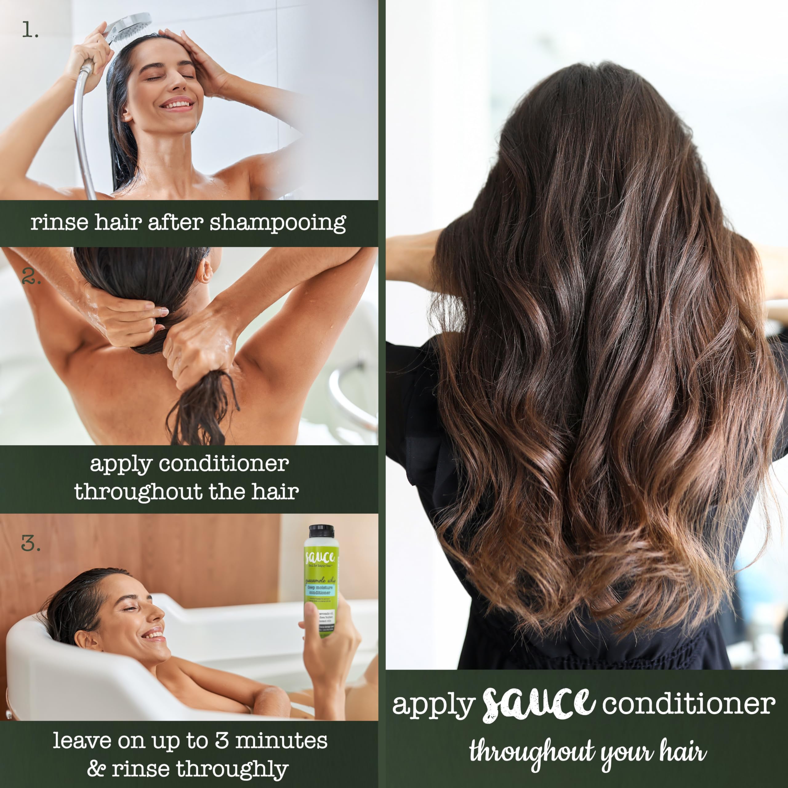 Cheveux soyeux et brillants après application de ce soin nourrissant.
