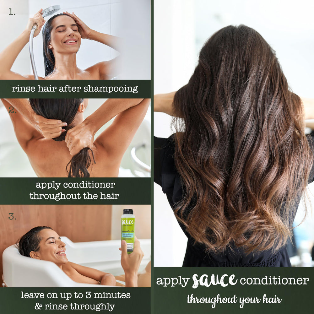 Cheveux soyeux et brillants après application de ce soin nourrissant.