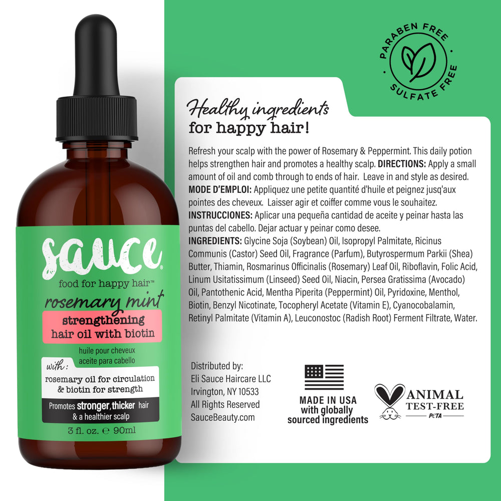 SAUCE BEAUTY Huile cheveux Rosmarin Menthe – flacon pratique pour une utilisation quotidienne.