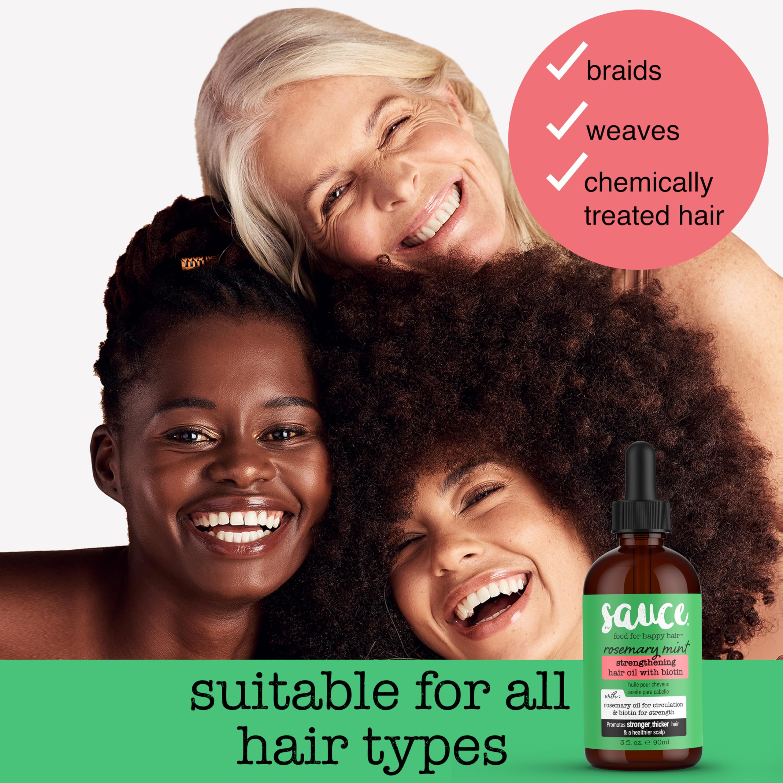 SAUCE BEAUTY Huile cheveux Rosmarin Menthe – convient à tous types de cheveux.