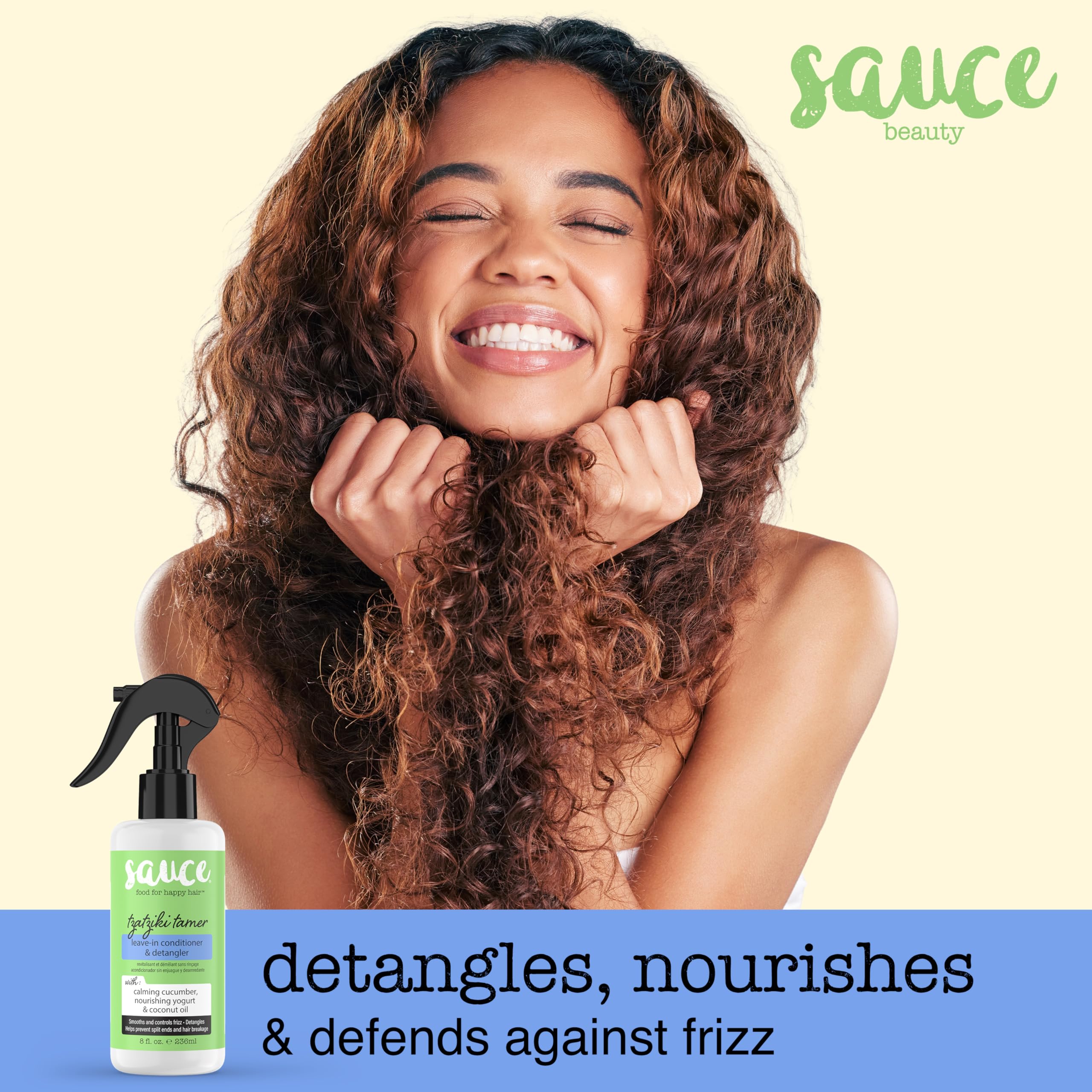 Sauce Beauty ingrédients coco yogourt concombre pour nourrir les cheveux.