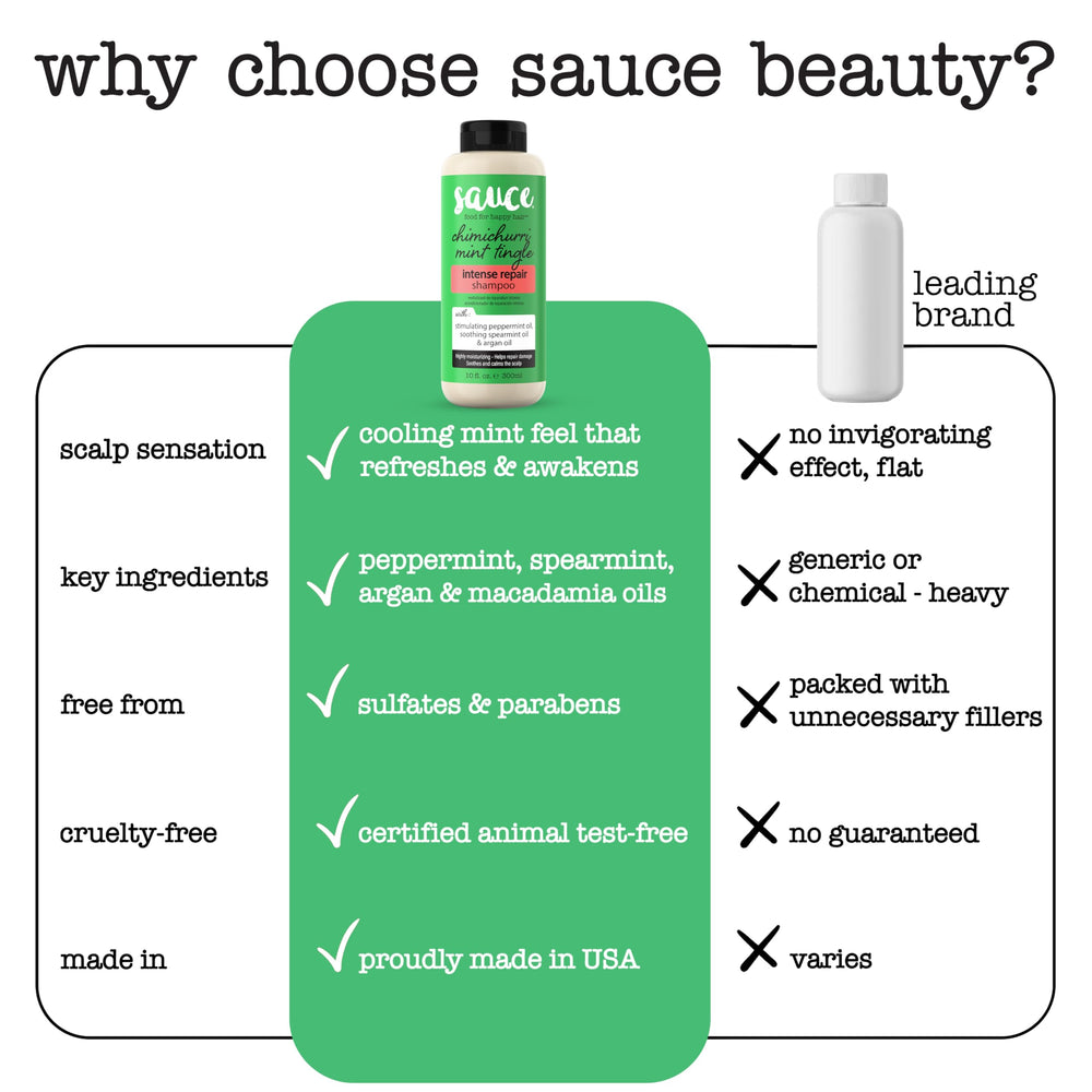 SAUCE Beauty after-use hair shows smoothness and frizz control
