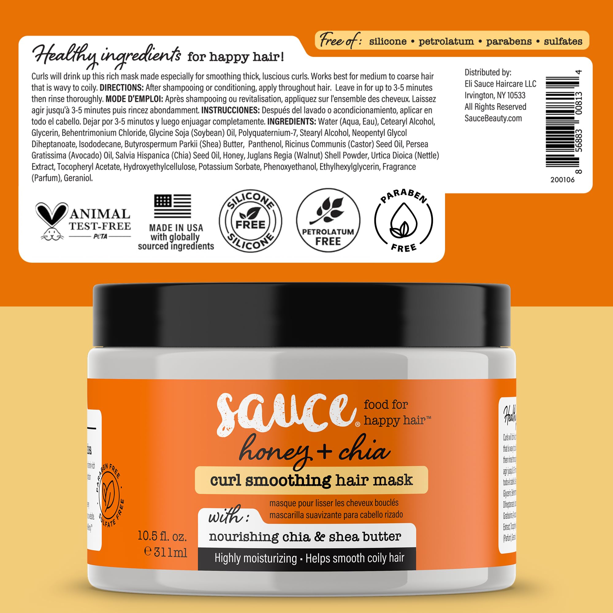 SAUCE BEAUTY masque brillance et douceur des cheveux.