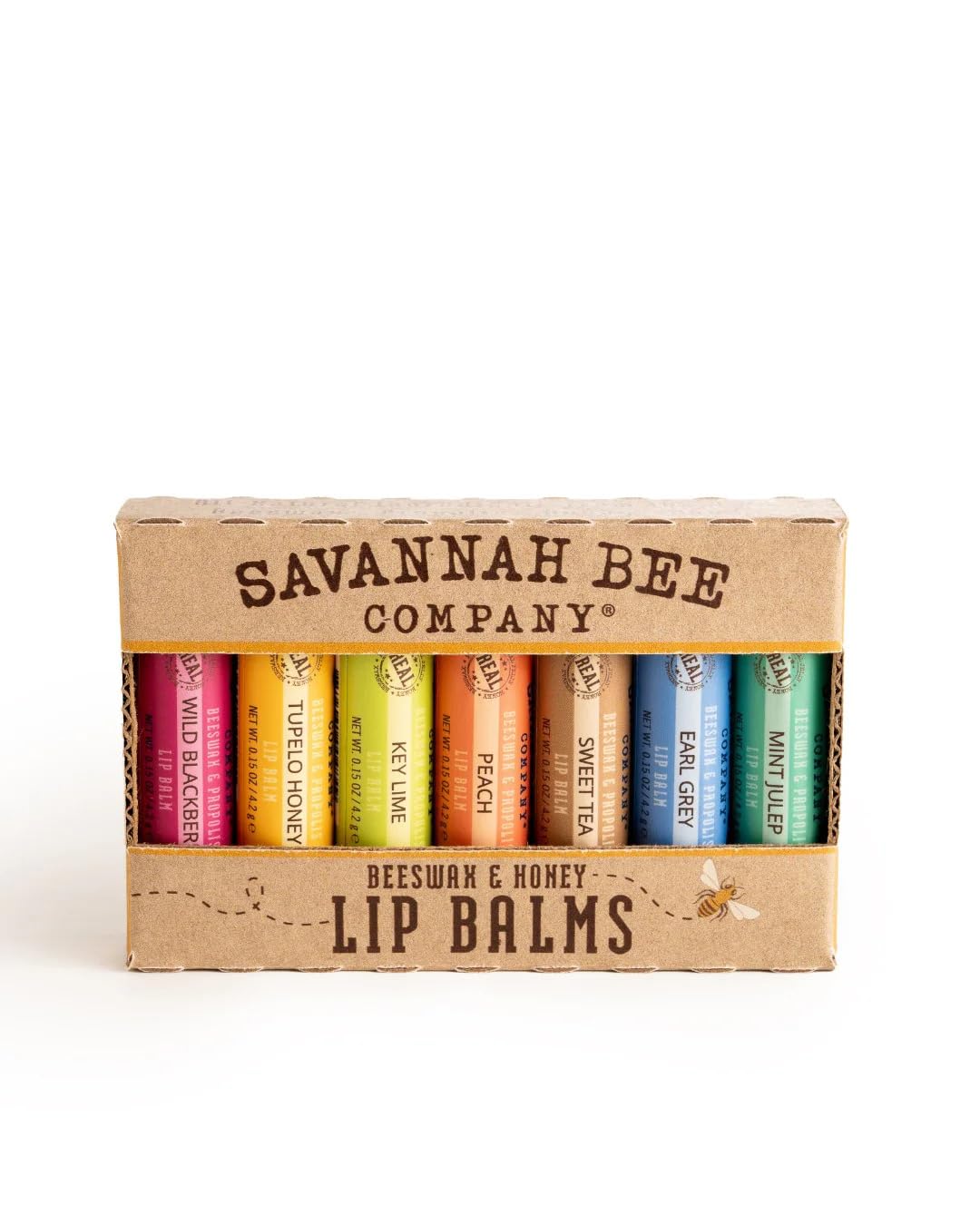 Baume à lèvres Savannah Bee Company ensemble cadeau, hydratation durable et soin des lèvres.