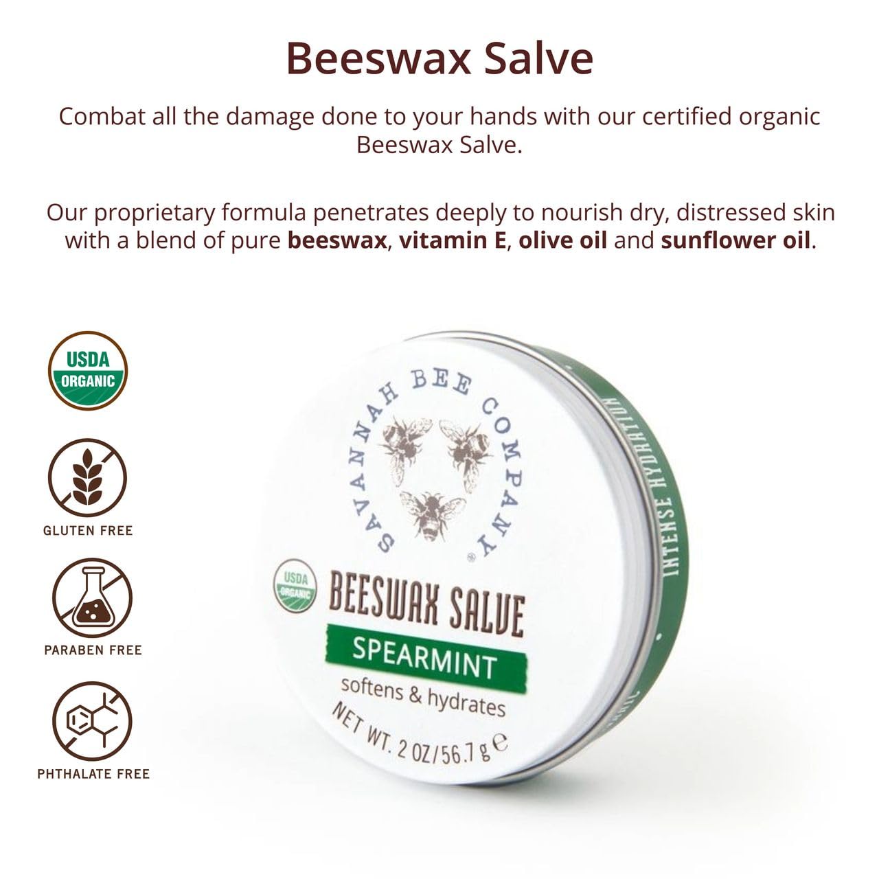 Savannah Bee Company salve huile olive pure, soin nourrissant