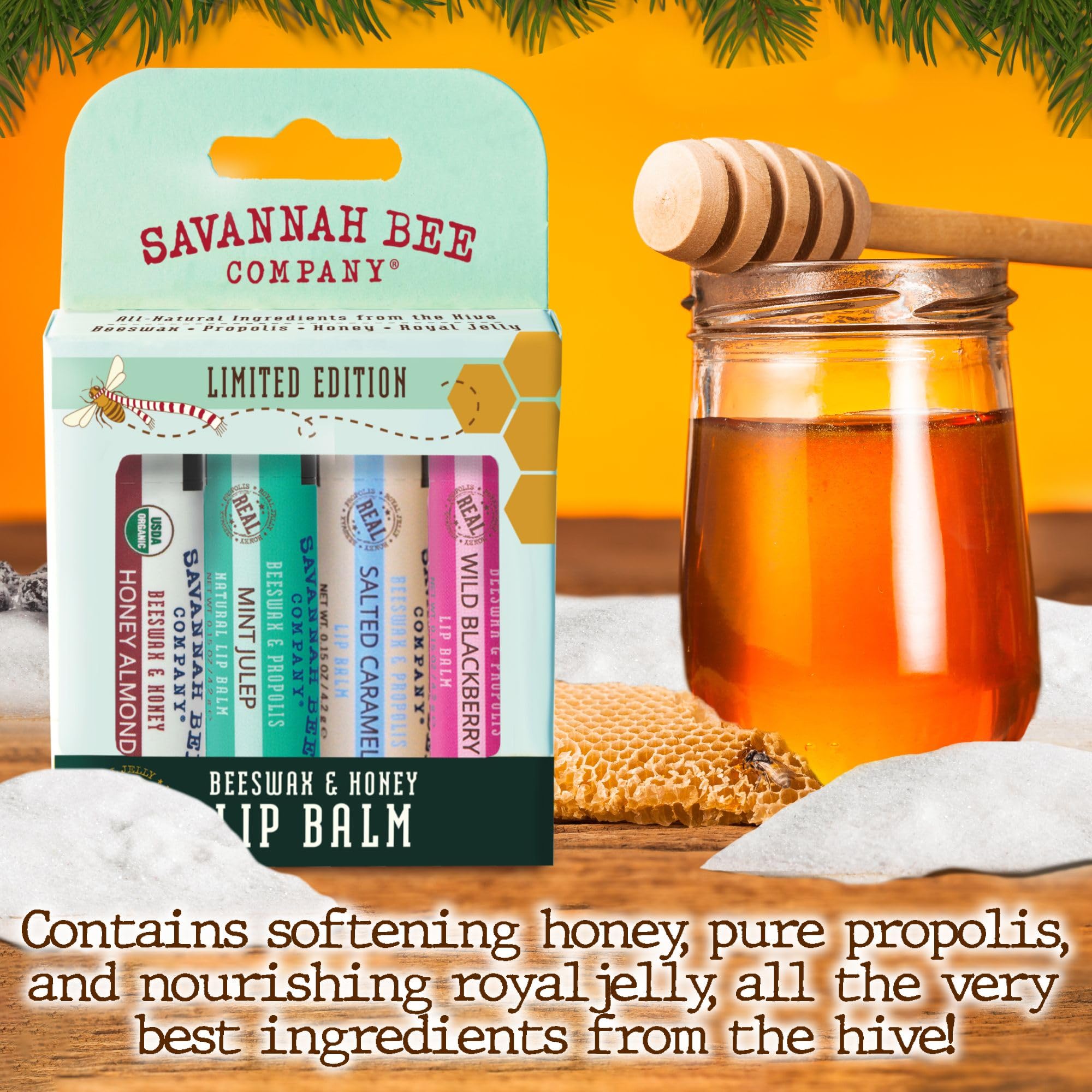 Baume lèvres caramel-salé Savannah Bee, texture lisse