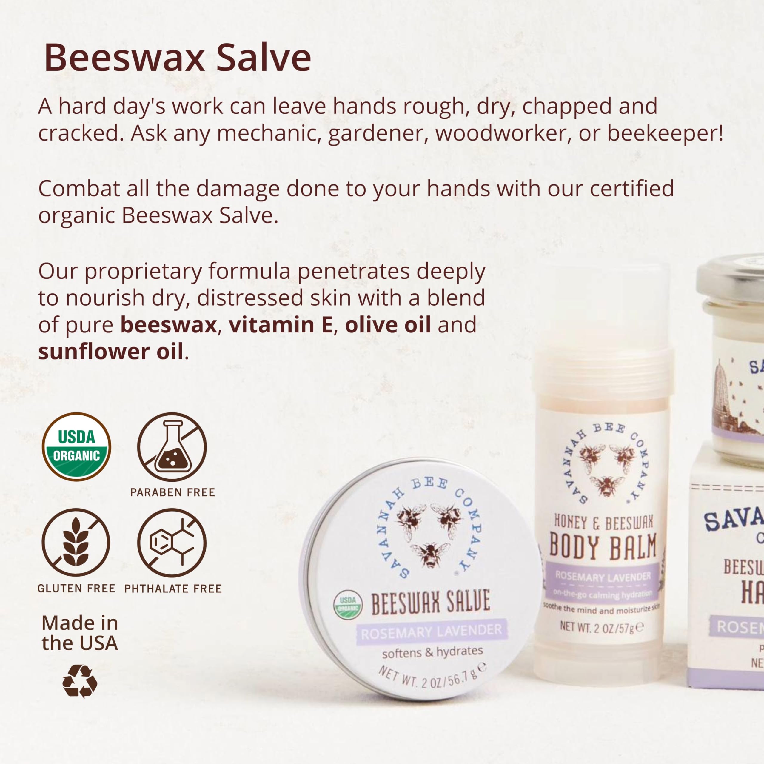 Savannah Bee Company baume cire d’abeille en boîte voyage pratique