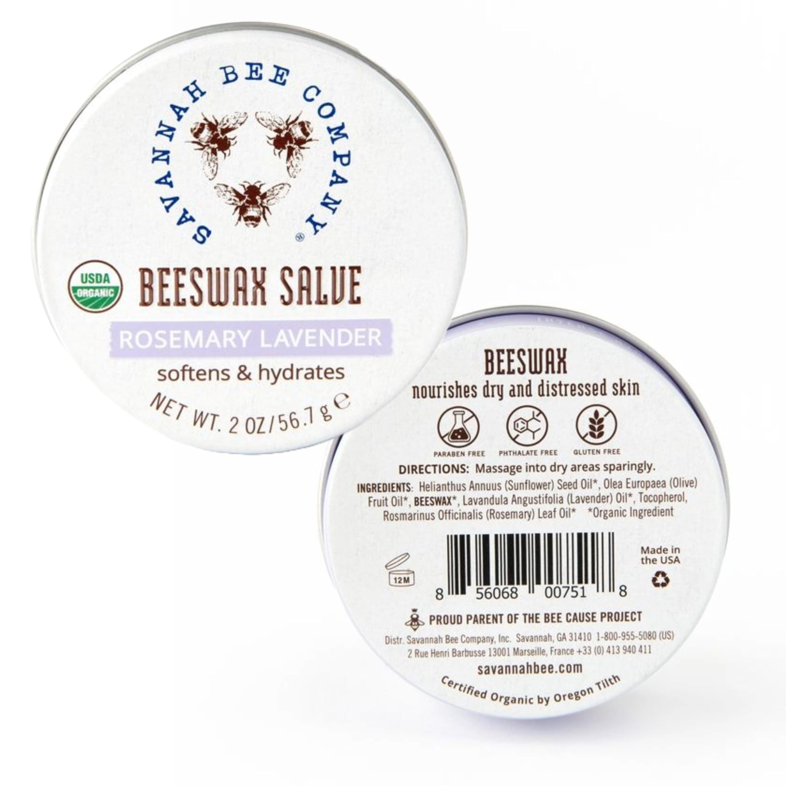 Savannah Bee Company baume cire d’abeille format 56 g prêt à l’emploi