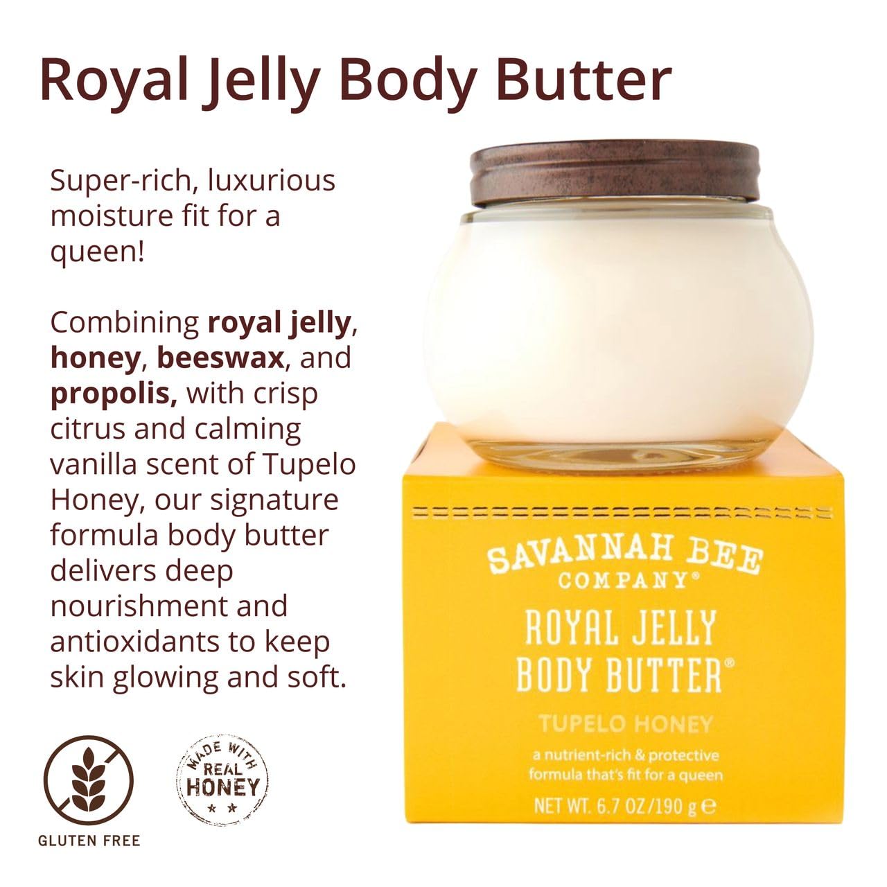 Savannah Bee Company Gelée Royale Body Butter texture riche, expérience de soin.