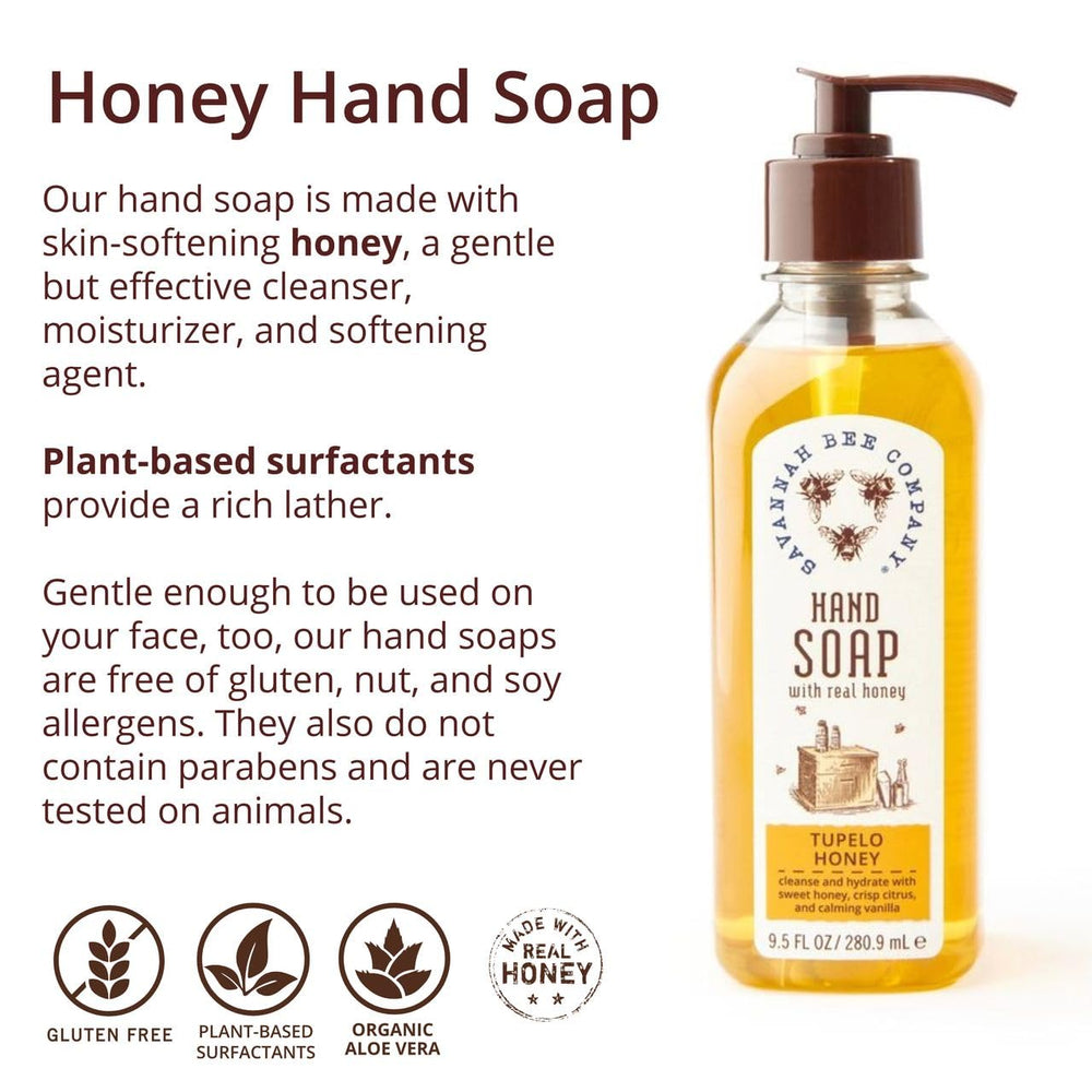 Savannah Bee Company savon liquide pour les mains — texture crèmeuse et sensation douce.
