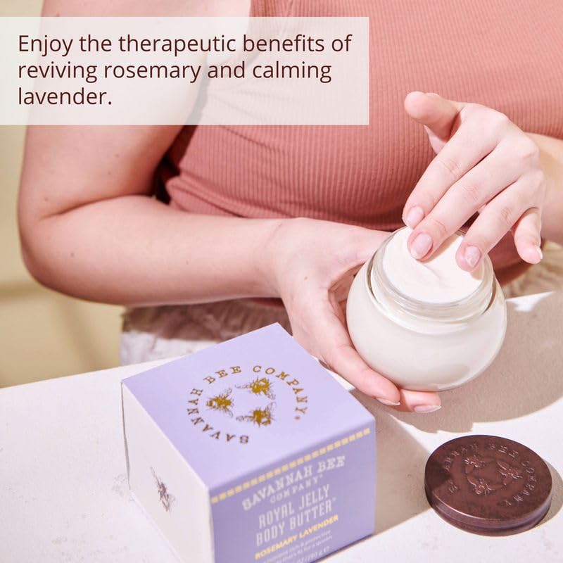 Savannah Bee Company Beurre corporel gelée royale – pot rose lavande, texture nourrissante pour la peau