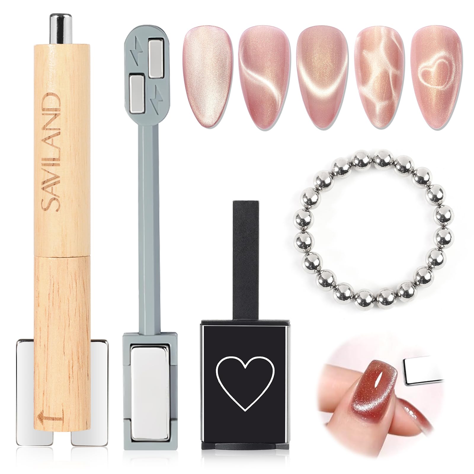 SAVILAND aimants œil de chat, ensemble 4 modèles pour des effets variés sur les ongles