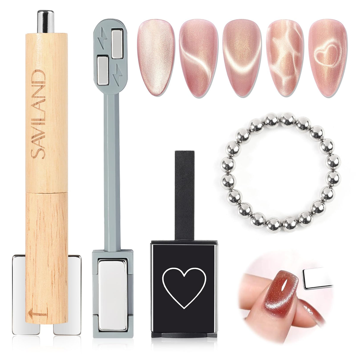 SAVILAND aimants œil de chat, ensemble 4 modèles pour des effets variés sur les ongles
