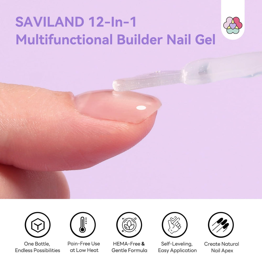 SAVILAND: application facile du gel de construction pour ongles longs.