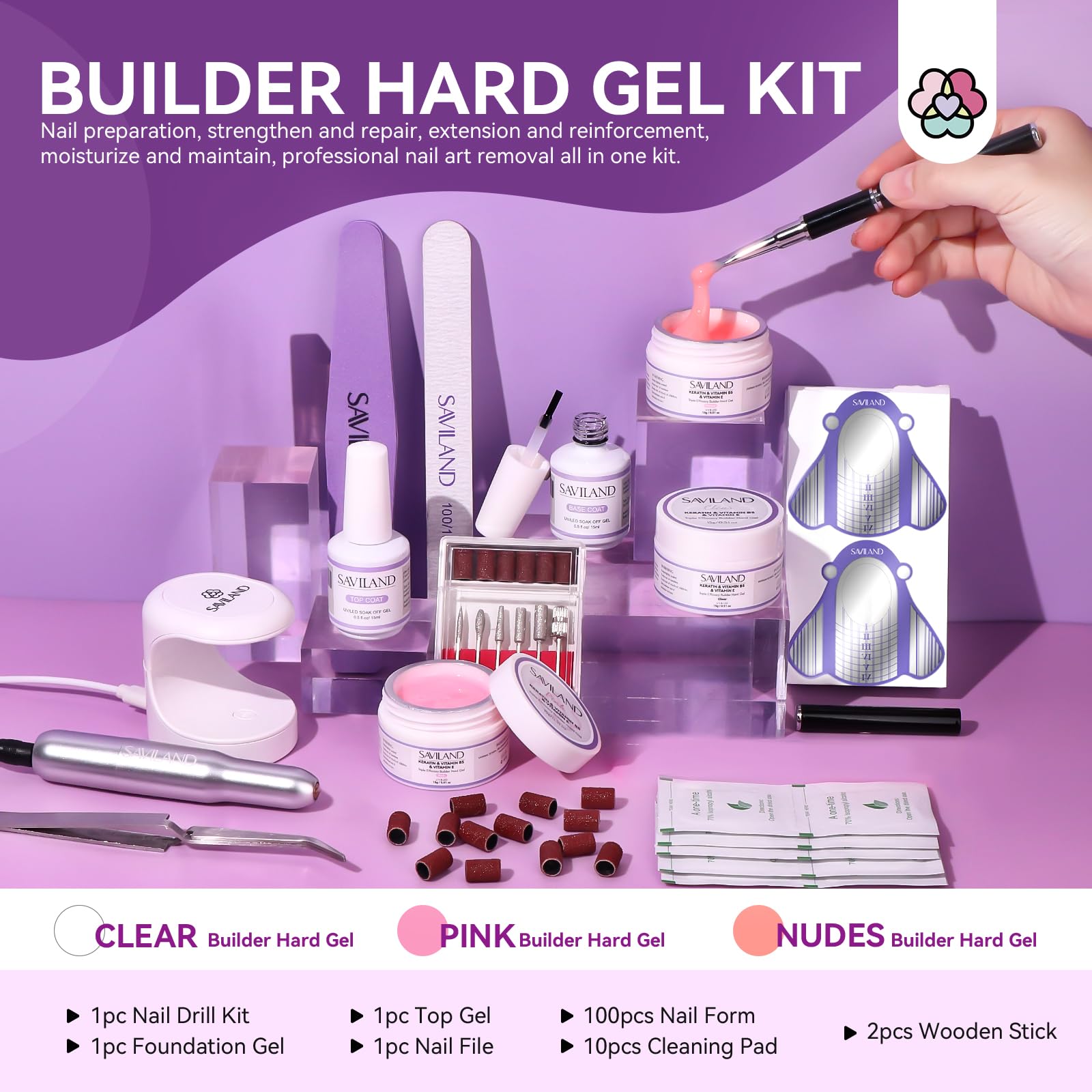 SAVILAND Builder Gel rose pour des ongles élégants et résistants.