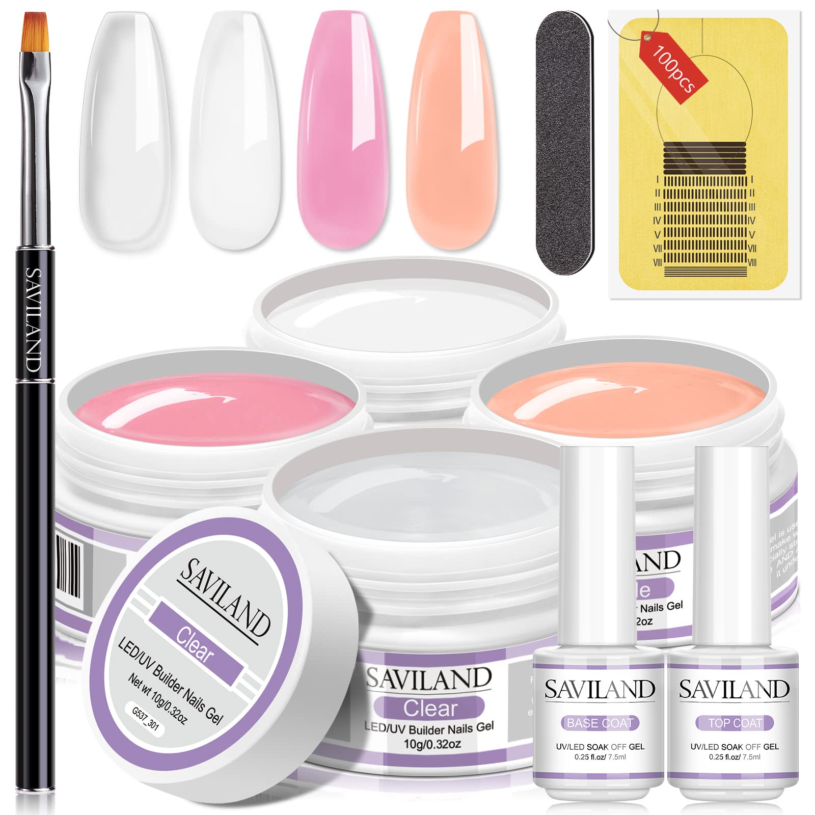 Saviland builder gel kit in clear for durable extensions and shaping