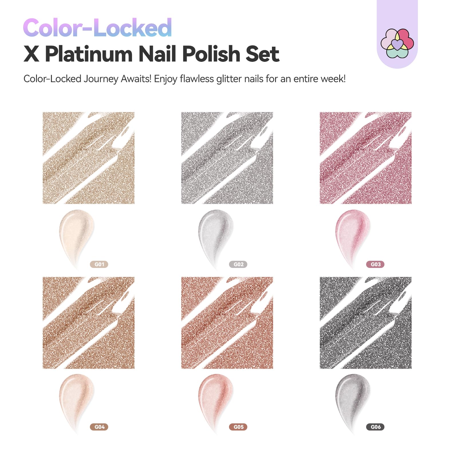 SAVILAND Color Artistry Glitter Nail Polish Set champagne shade bottle ready to apply