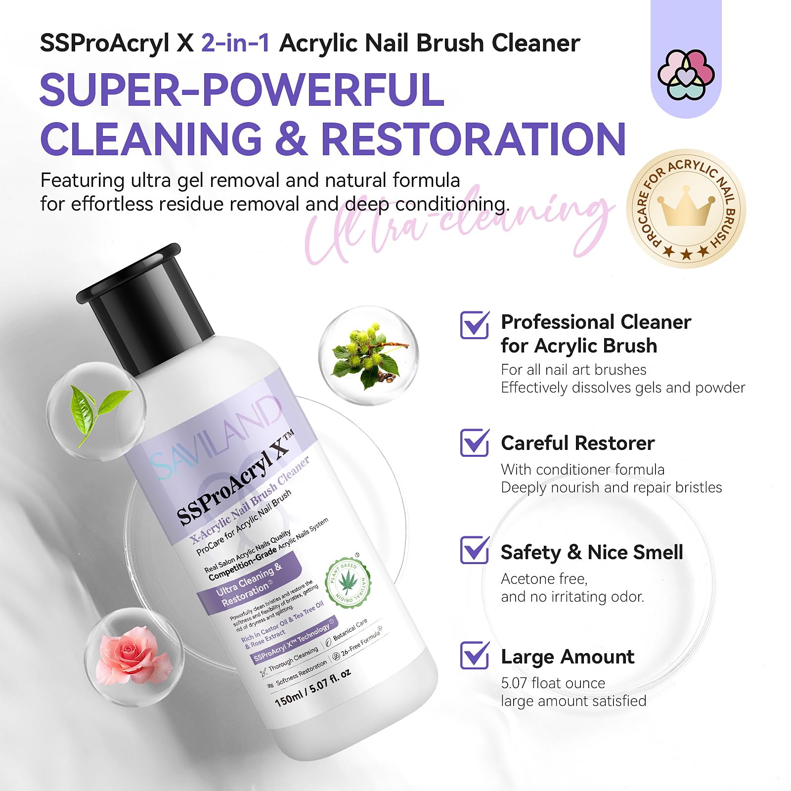 SAVILAND conditionneur pinceau acrylique préserve souplesse et performance des poils.