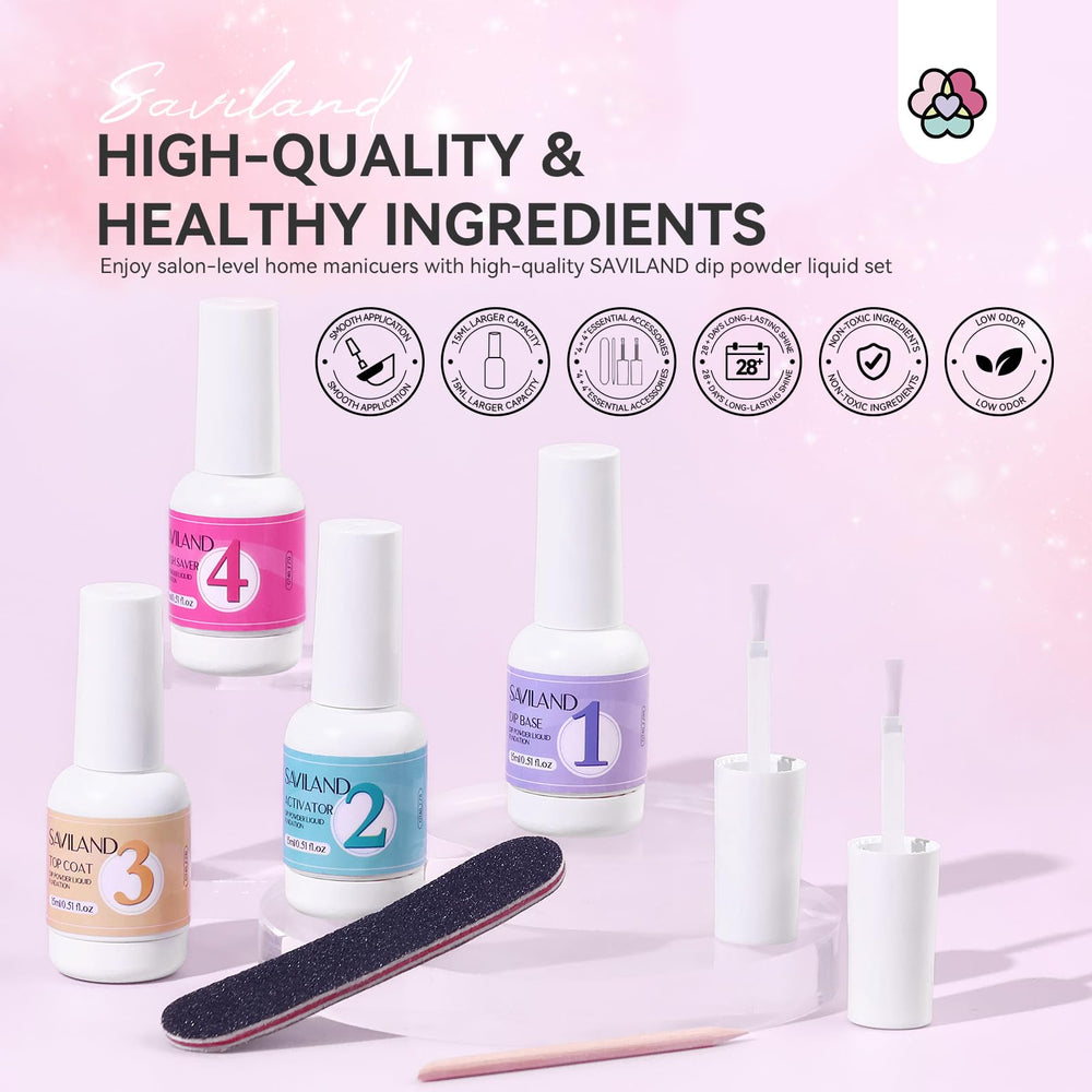 SAVILAND Dip Powder Liquid Set - top coat: anti-écaillage et brillance longue durée