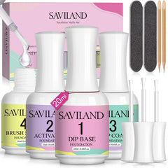 SAVILAND ensemble dip-poudre emballage: kit pratique et grande capacité pour salon ou manucure à domicile.