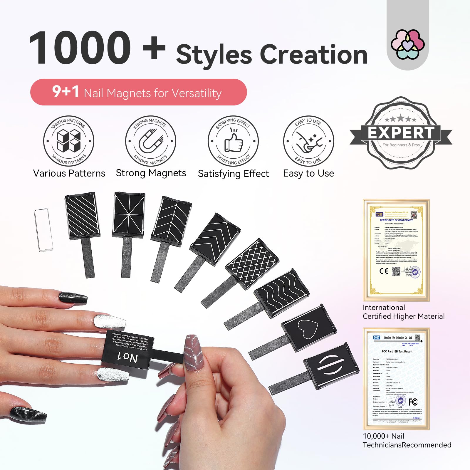 SAVILAND: ensemble de 10 aimants pour varier les motifs sur les ongles.