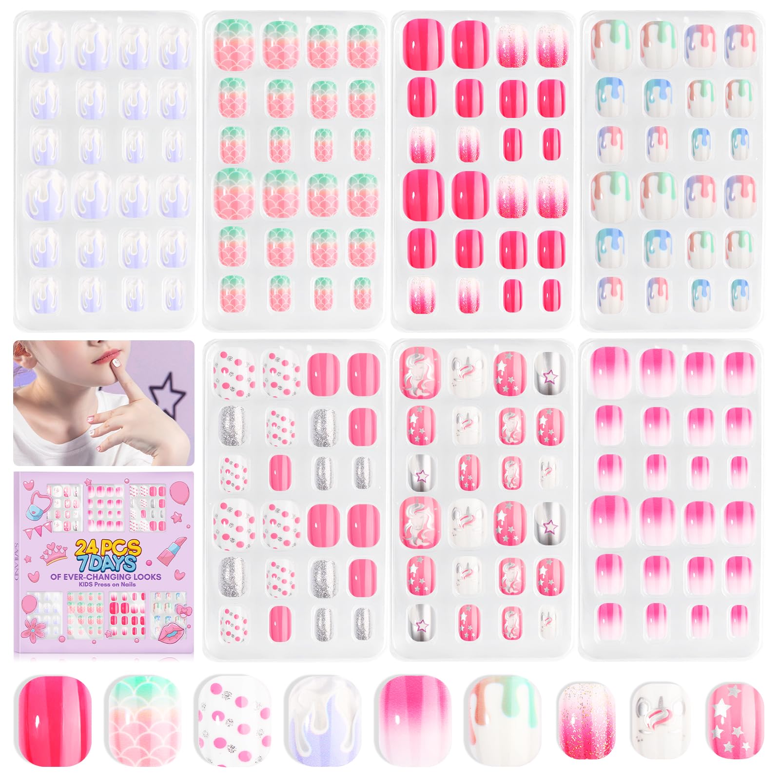 Ongles SAVILAND 168 pièces, ensemble complet pour filles, cadeau ludique.