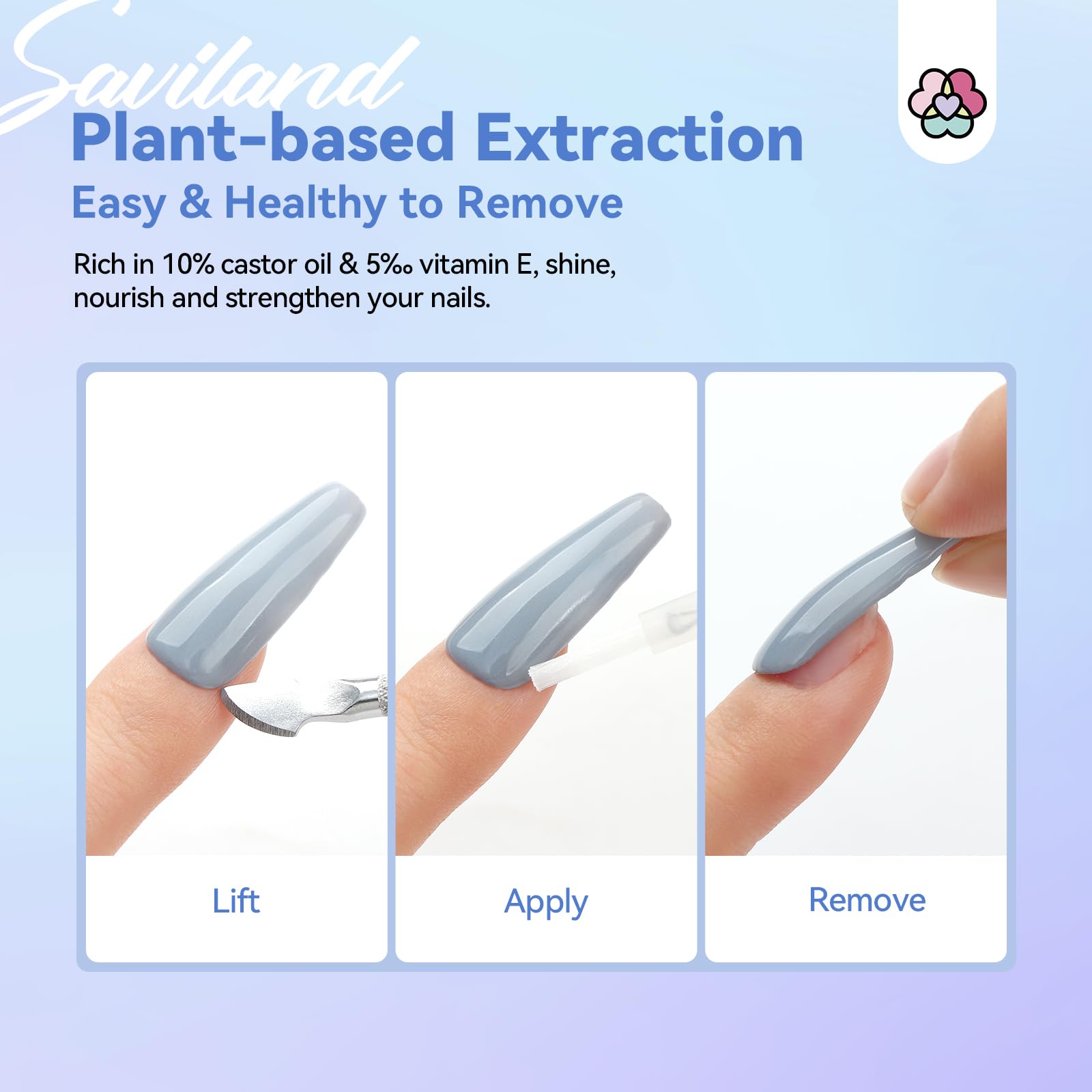SAVILAND ensemble-outils-ongles, kit pratique pour un retrait complet des adhésifs