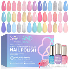 SAVILAND ensemble de vernis 23 teintes pastel pour varier les looks.