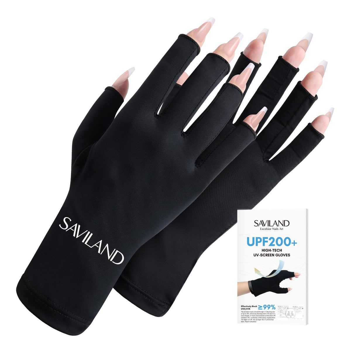 Gants UV SAVILAND pour ongles, protection UV lors de la manucure gel.