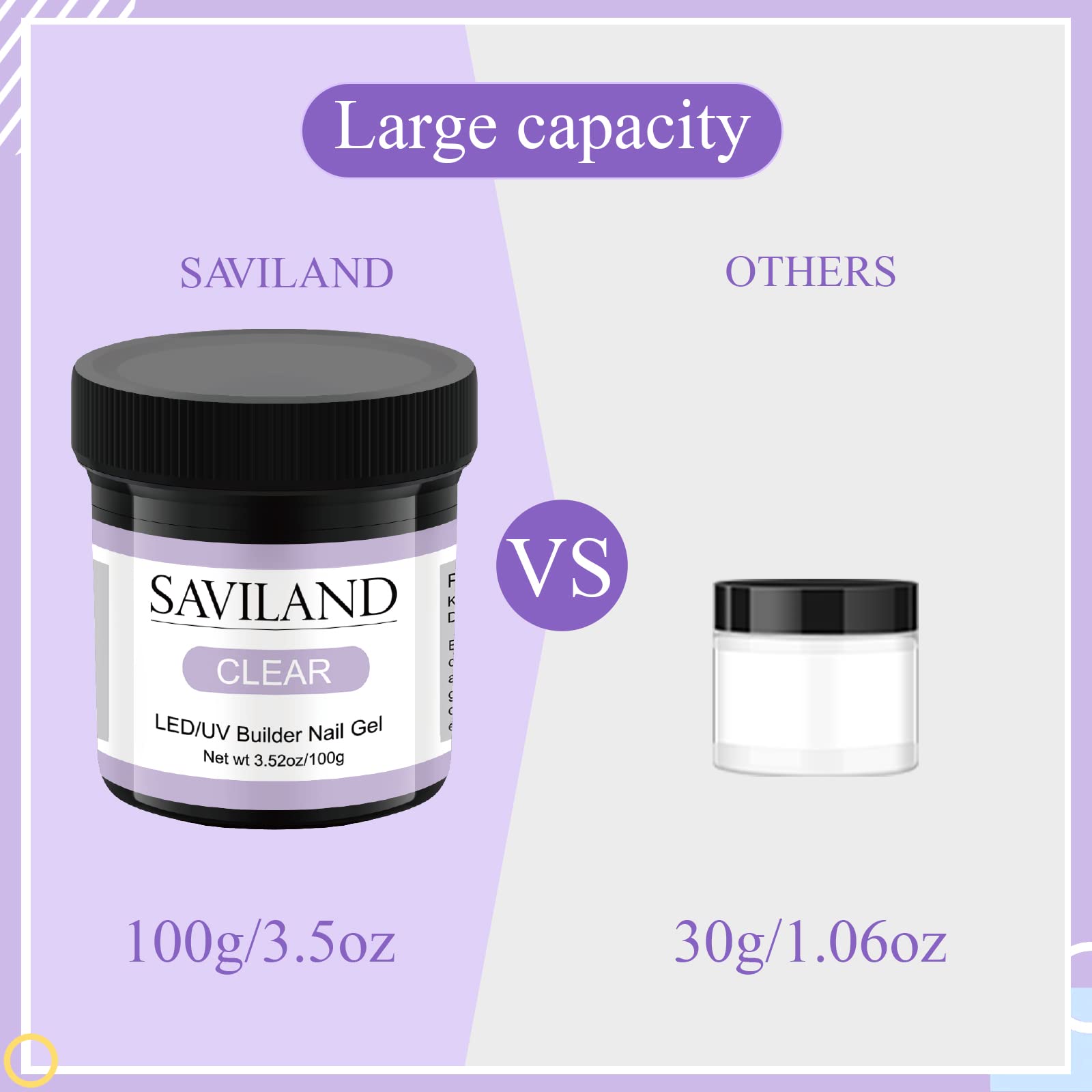 SAVILAND Gel Builder Clair 100 g – extension d’ongles réaliste et forme soignée.