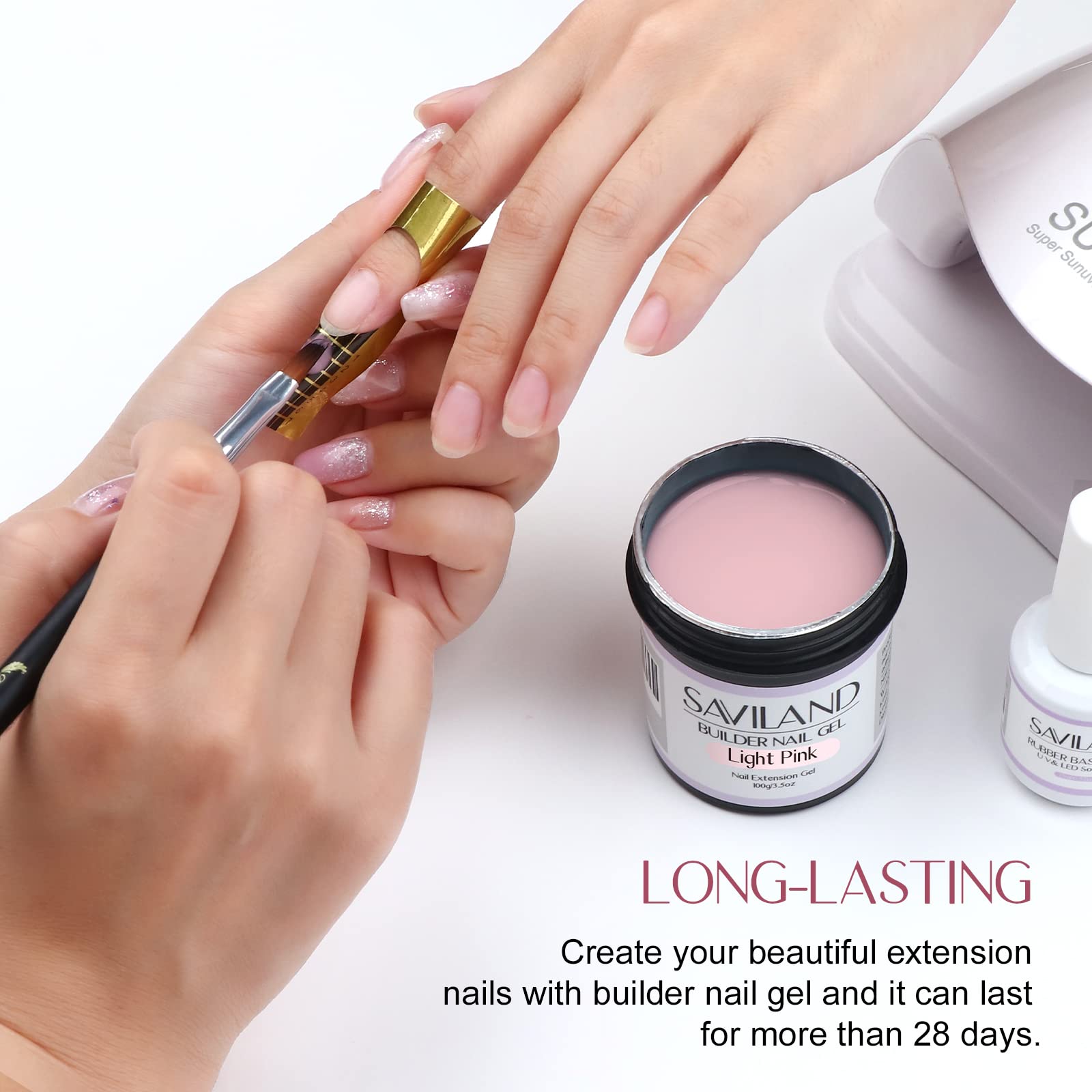 SAVILAND Gel Builder Ongle, décor paillettes pour effets brillants.