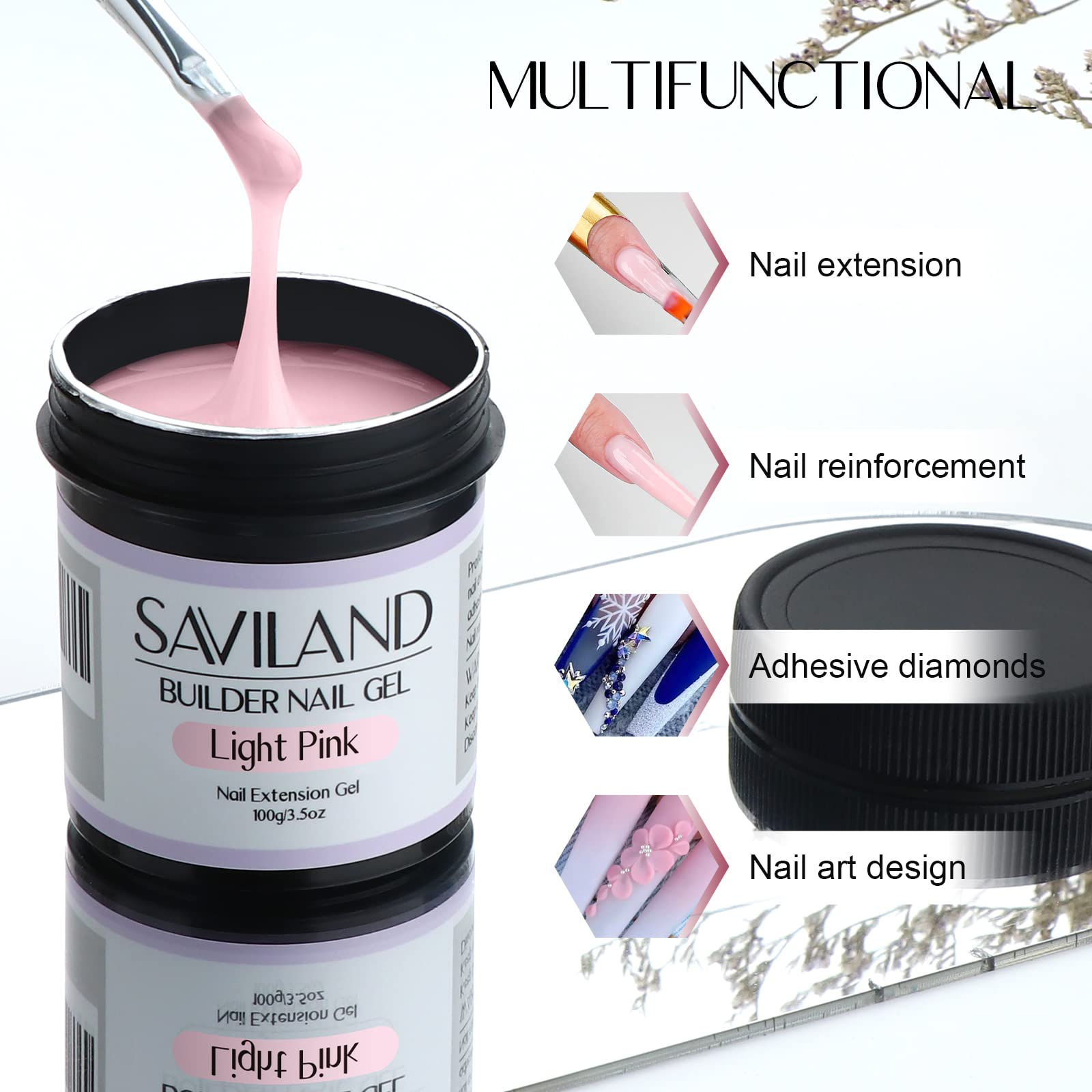 SAVILAND Gel Builder Ongle, emballage-boîte pratique pour stockage et transport.