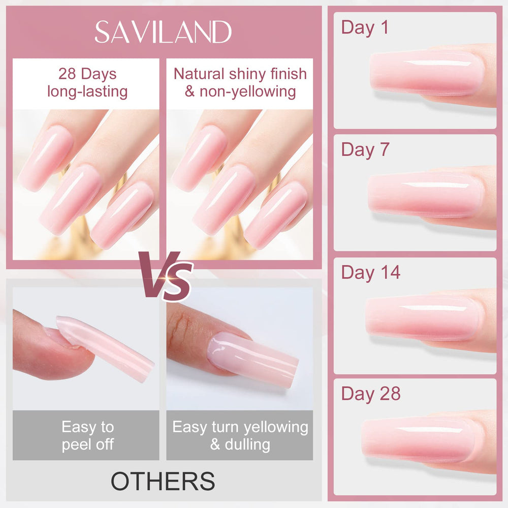 SAVILAND Gel Builder Ongle, teinte rose pâle pour résultat naturel.