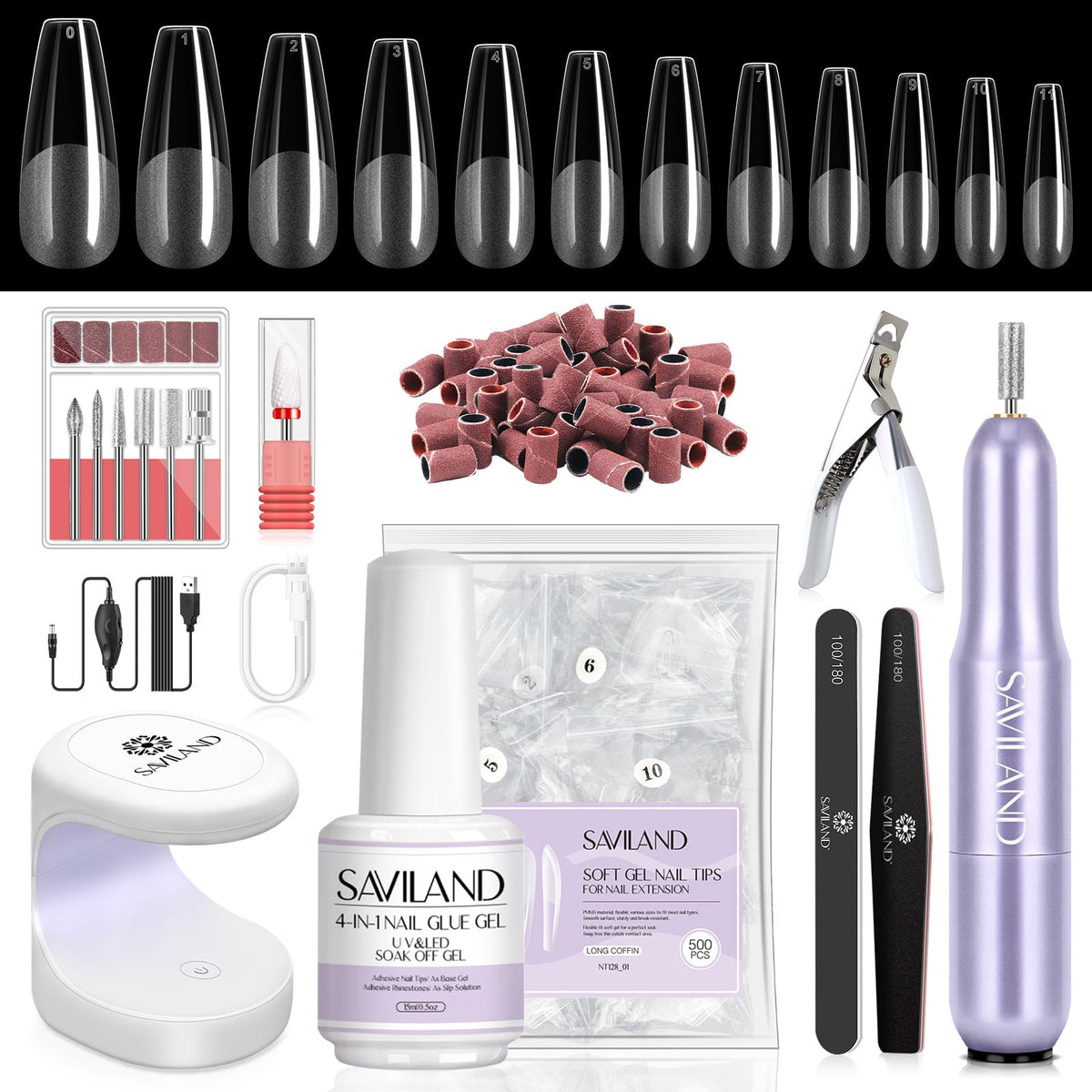 SAVILAND Gel Colle Ongles 4-en-1, fixation rapide et durable.
