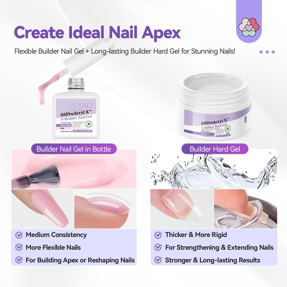 SAVILAND gel construction ongles nude pour une manucure discrète et chic.