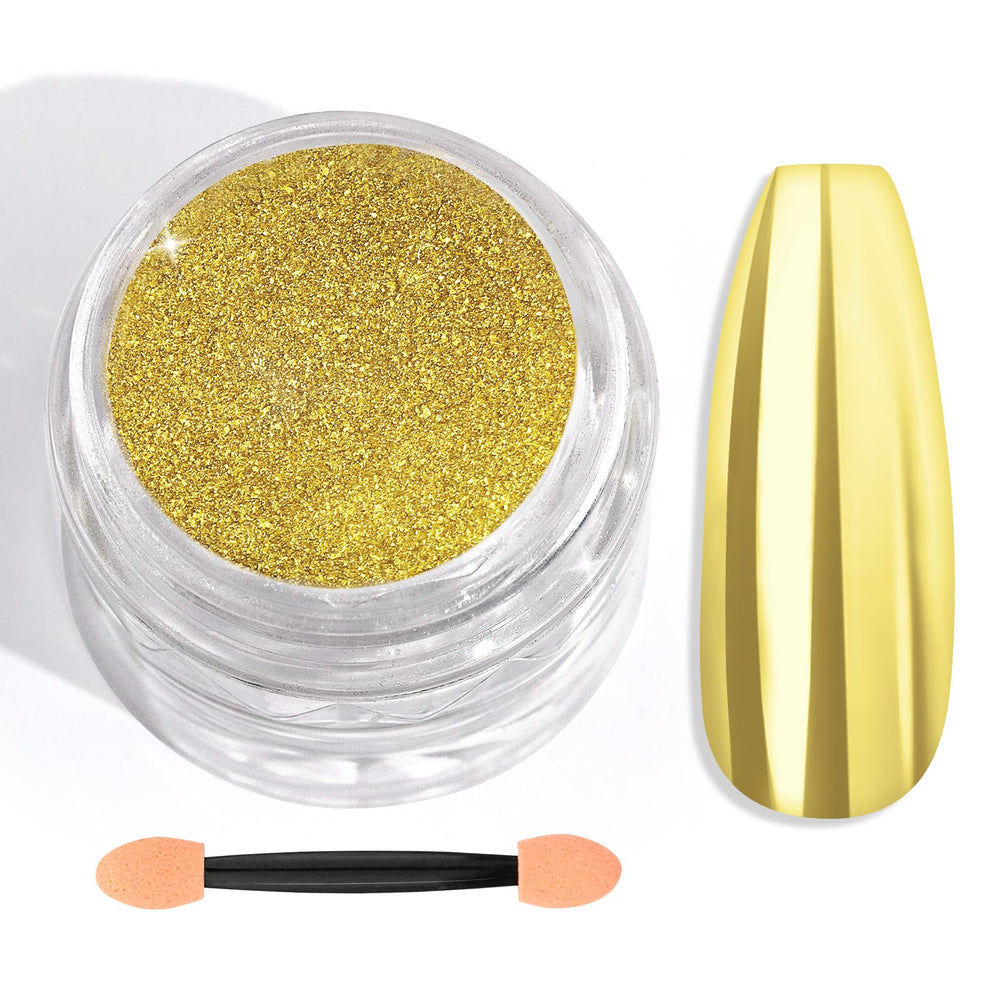 SAVILAND Gold Chrome Poudre Or – application nette pour un effet miroir durable sur les ongles.